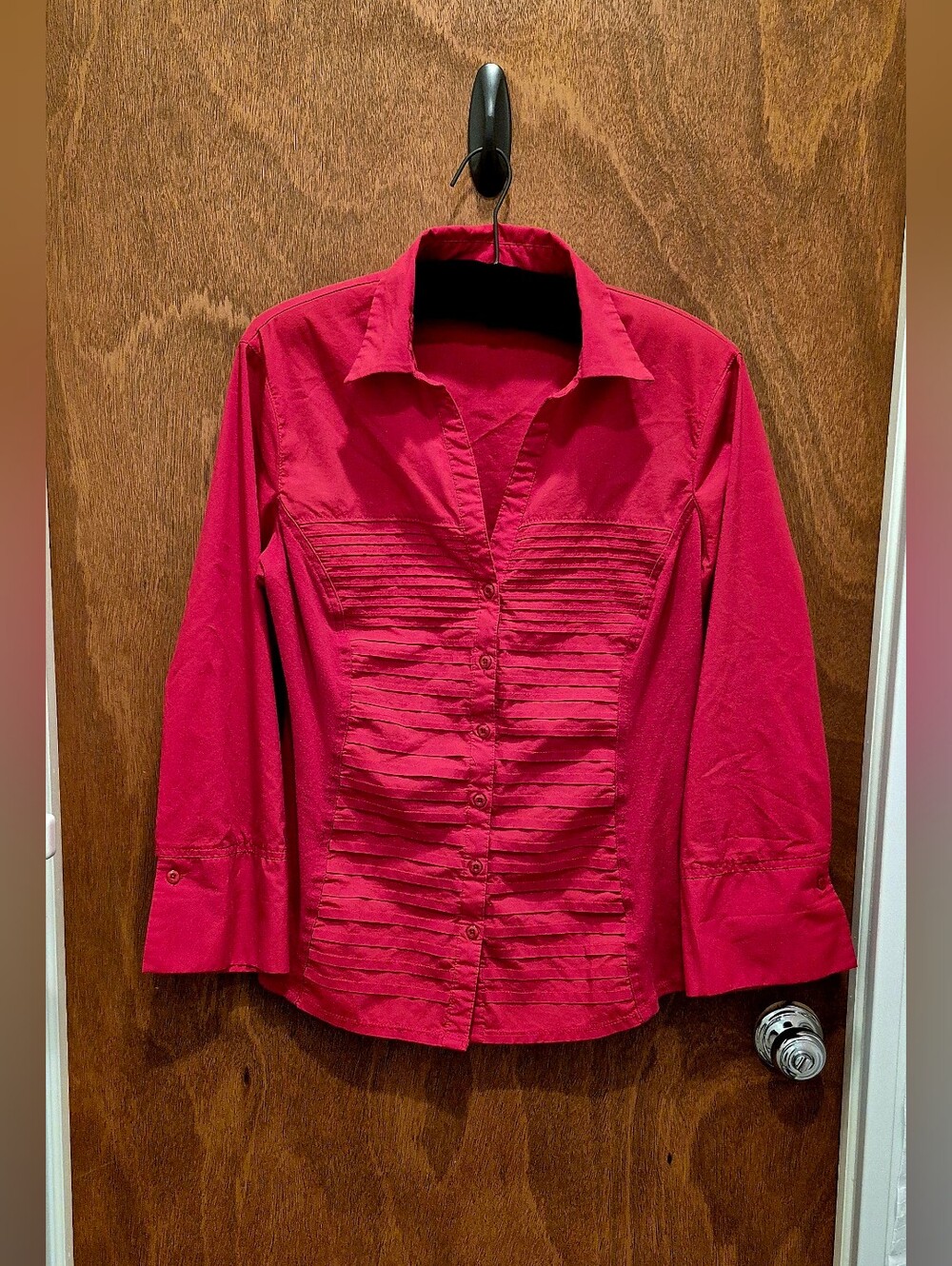 Zac & Rachel Red Pleated Button-Front Shirt